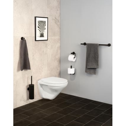 WENKO 24240100-Držač toaletnog papira BOSIO BLACK 15x10,5 cm nerđajući čelik/srebrna