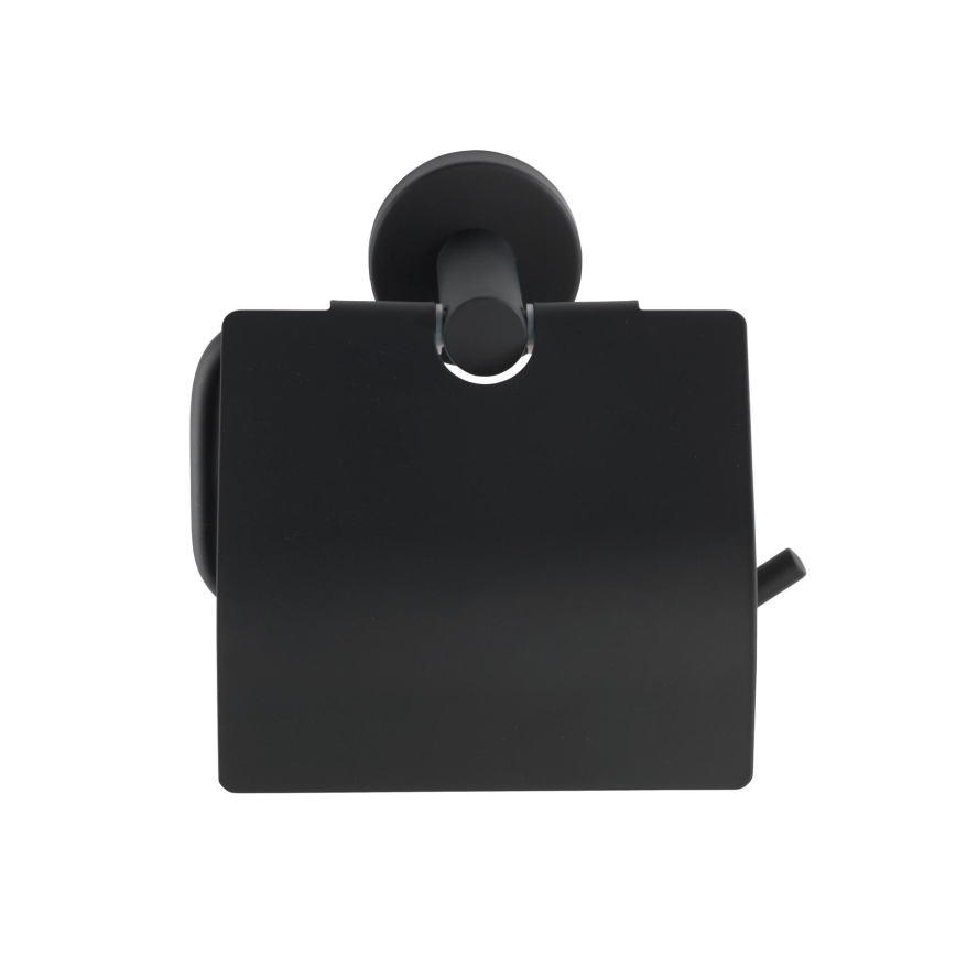 WENKO 24241100-Držač toalet papira BOSIO BLACK 15x13,5 cm nerđajući čelik/srebrna