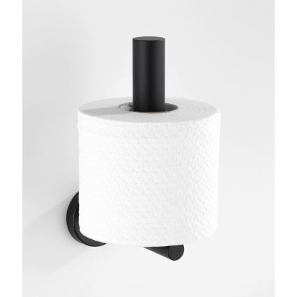WENKO 24262100-Držač toalet papira BOSIO BLACK 8x18 cm nerđajući čelik/srebrna