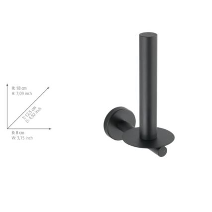 WENKO 24262100-Držač toalet papira BOSIO BLACK 8x18 cm nerđajući čelik/srebrna