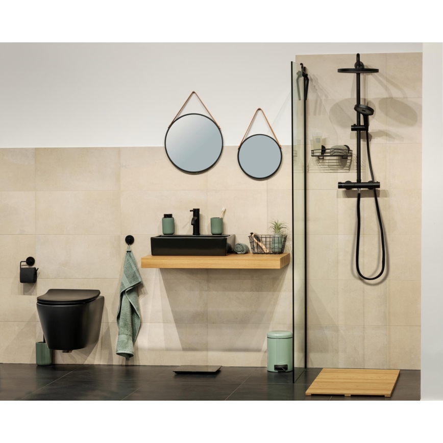 WENKO 24424100 - Ogledalo BORRONE 40x40 cm crno/srebrno