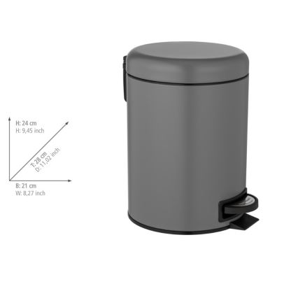 WENKO 24682100 - Koš LEMAN 21x24 cm siva/crna