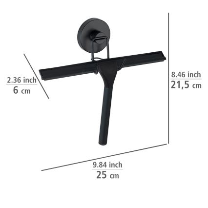 WENKO 24731100-Strugač za tuš VACUUM-LOC RUND SCHW 24,5x25 cm crna