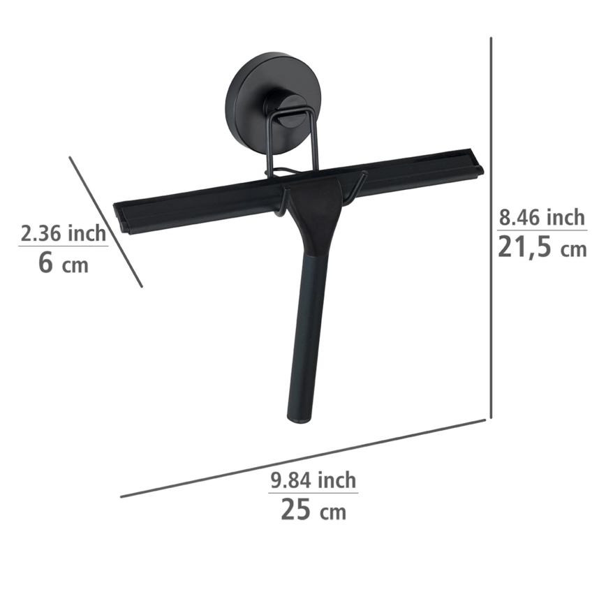 WENKO 24731100-Strugač za tuš VACUUM-LOC RUND SCHW 24,5x25 cm crna