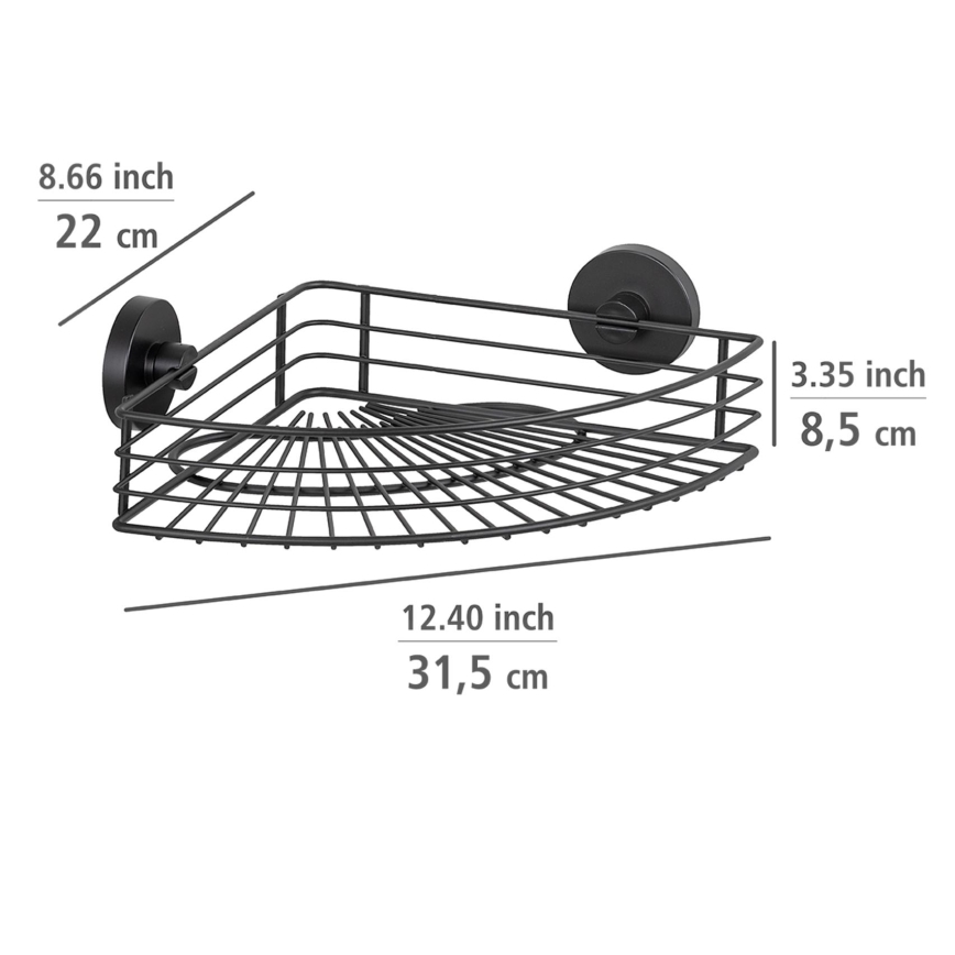 WENKO 24735100 - polica VACUUM-LOC okrugla, crna, 35 x 22,5 cm