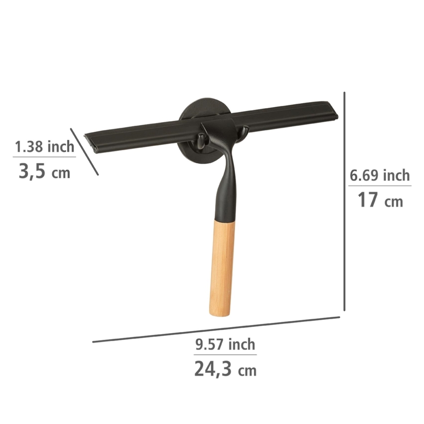 WENKO 24834100 - Brisač od bambusa 24,5x17 cm, nerđajući čelik/crna/braon