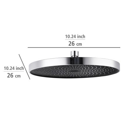 WENKO 24910100 - Tuš glava SOFTWATER 26x26 cm sjajni hrom/crna