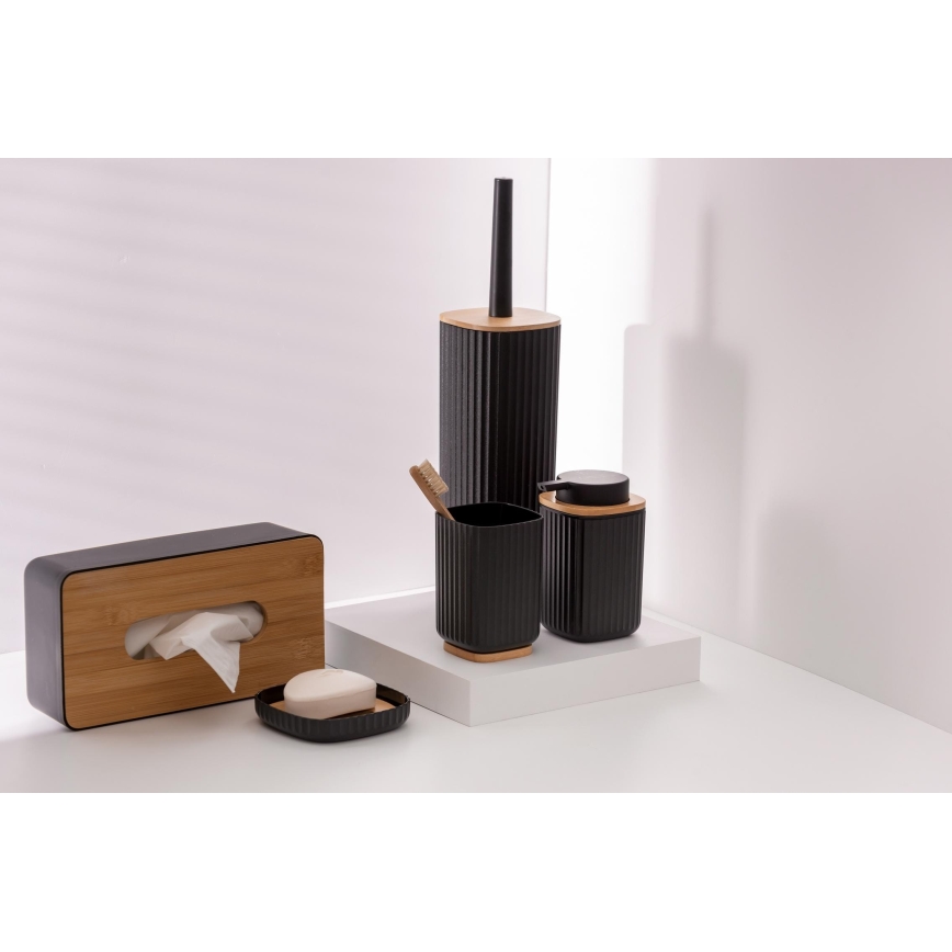WENKO 25304100 - set za WC ROTELLO 10x36 cm crna/braon