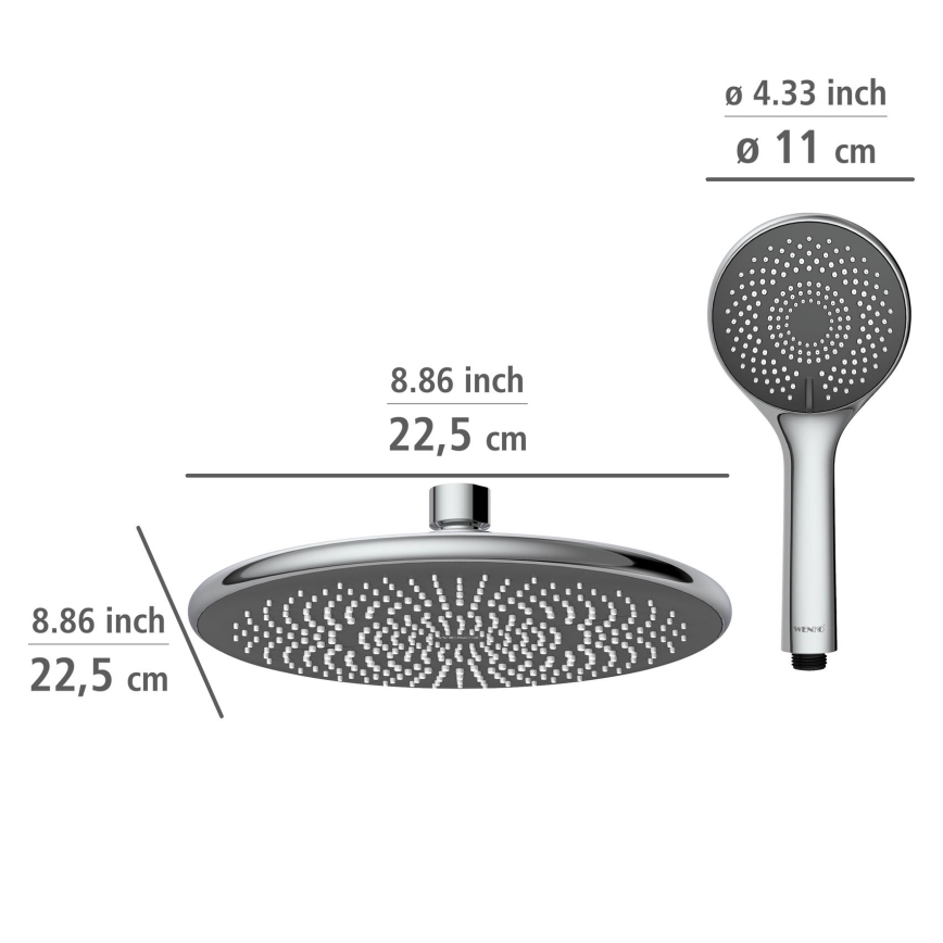 WENKO 25310100 - Tuš set WATERSAVING SYSTEM nerđajući čelik/sjajni hrom