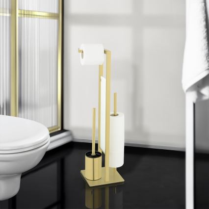 WENKO 26034100 - set za WC RIVALTA 18x70 cm nerđajući čelik/zlatna/bela/crna