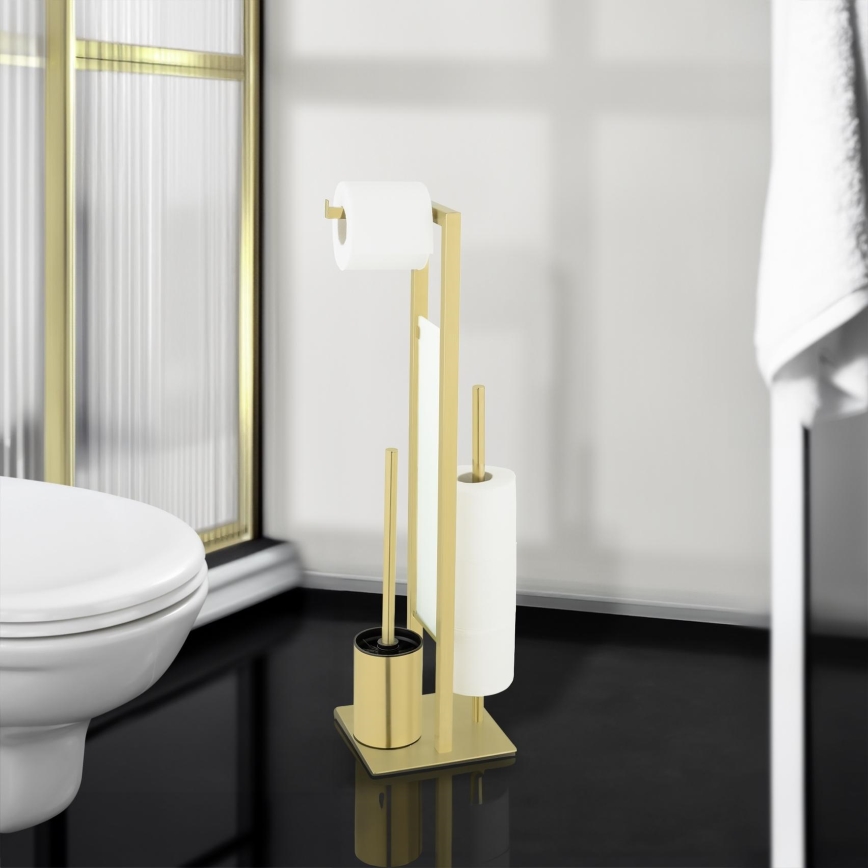 WENKO 26034100 - set za WC RIVALTA 18x70 cm nerđajući čelik/zlatna/bela/crna