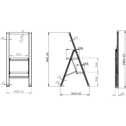 WENKO 50482100 - Merdevine ALU-DESIGN 44x101 cm crne