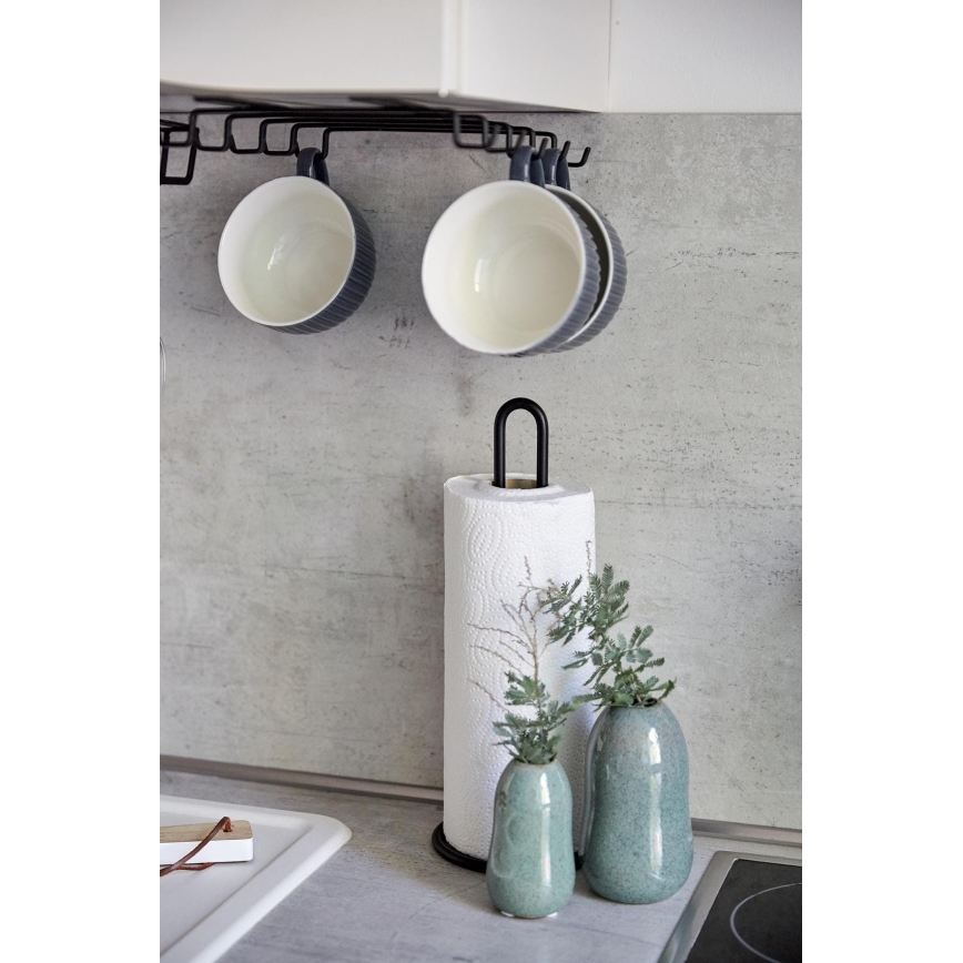 WENKO 53256100 - Crni držač za kuhinjske ubruse 12,5x32,5 cm