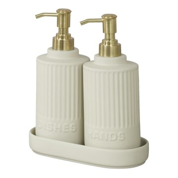 WENKO 54651100 - Dozator za sapun HEIDI 19x21 cm krem/zlatna/bela