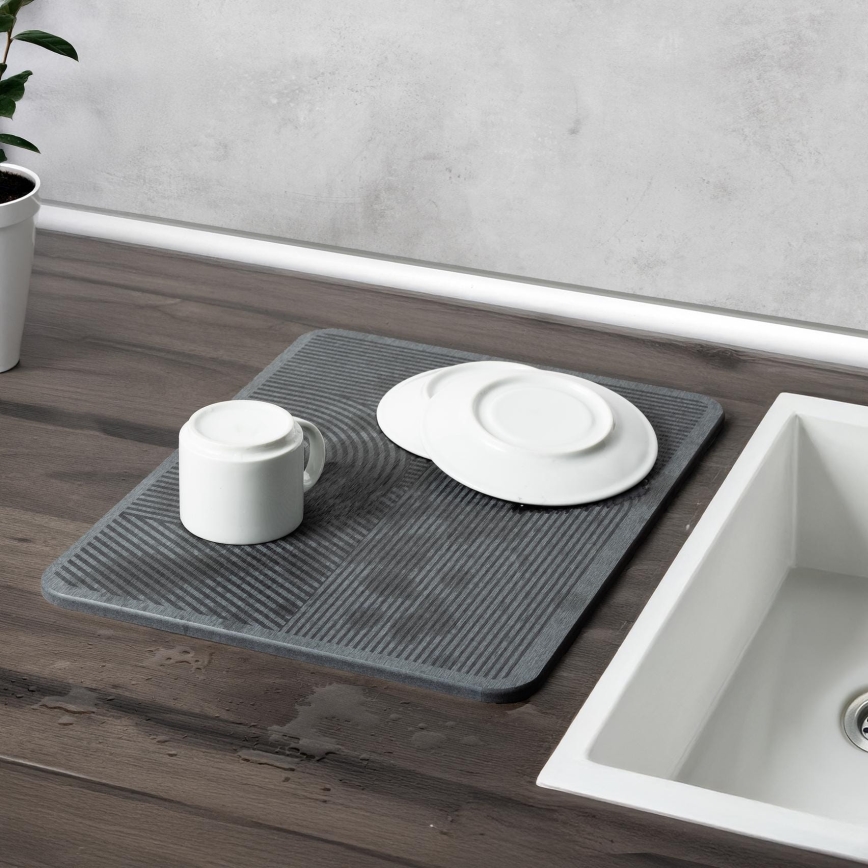 WENKO 54955100 - Podloga za sušenje posuđa DAMON 40x30 cm, diatomit/siva