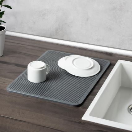 WENKO 54955100 - Podloga za sušenje posuđa DAMON 40x30 cm, diatomit/siva