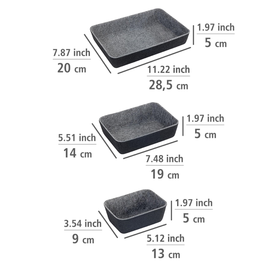 WENKO 64502100 - Organizator fioke FELT 28,5x20 cm siva