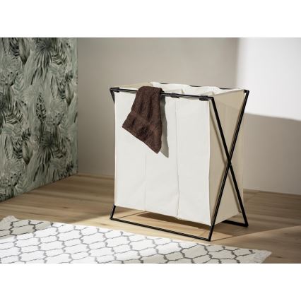 WENKO 71298800 - Koš za veš TRIO 69x76 cm krem/crna