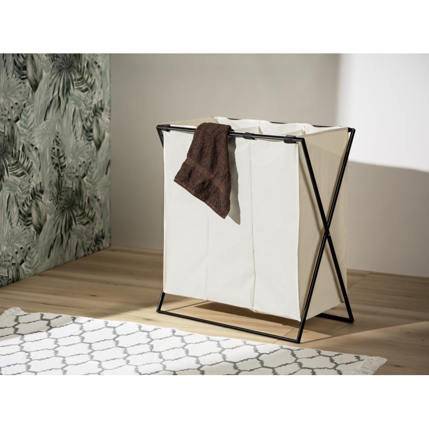 WENKO 71298800 - Koš za veš TRIO 69x76 cm krem/crna