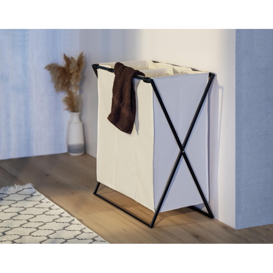 WENKO 71298800 - Koš za veš TRIO 69x76 cm krem/crna