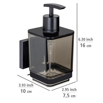WENKO 71444800 - Dozator tečnog sapuna VACUUM-LOC QUADRO ED 7,5x16 cm crni