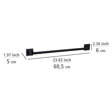 WENKO 71445800 - Držač peškira VACUUM-LOC QUADRO ED 60,5x6 cm crni