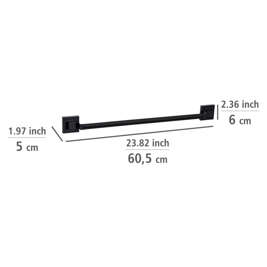 WENKO 71445800 - Držač peškira VACUUM-LOC QUADRO ED 60,5x6 cm crni