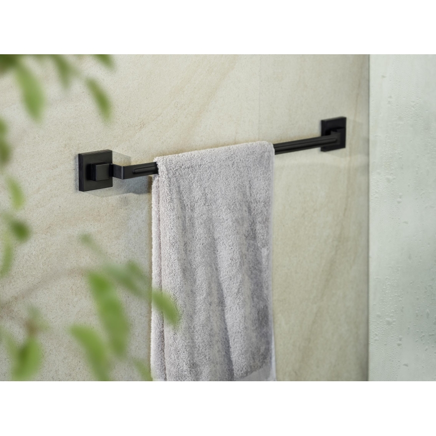 WENKO 71445800 - Držač peškira VACUUM-LOC QUADRO ED 60,5x6 cm crni