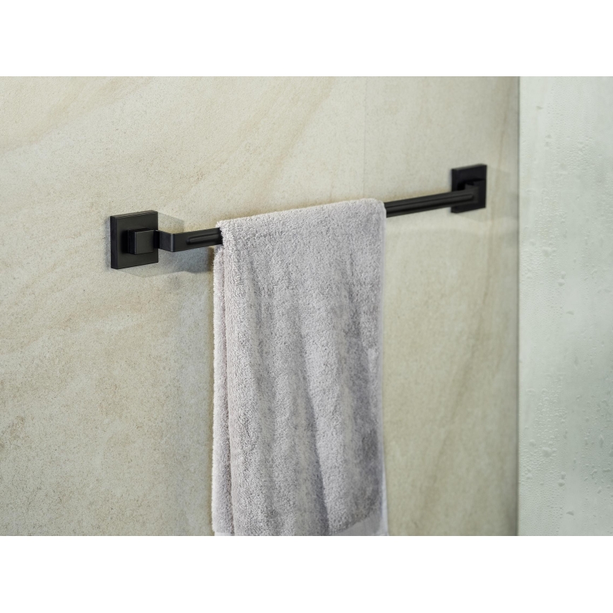WENKO 71445800 - Držač peškira VACUUM-LOC QUADRO ED 60,5x6 cm crni