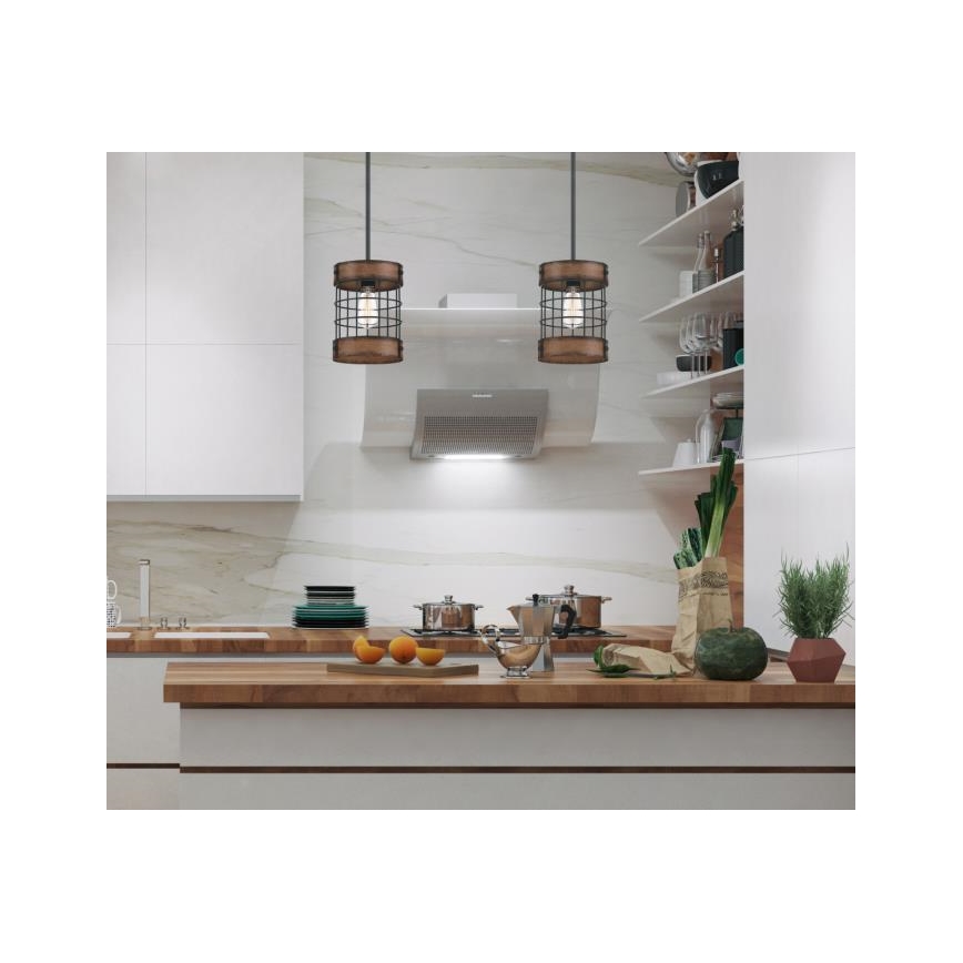 Westinghouse 61179 - Luster na sajli LANGSTON 1xE27/60W/230V, boja starog drveta