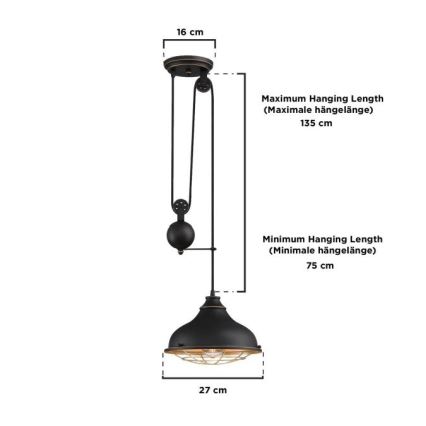 Westinghouse 61249 - Luster na sajli CHAVES 1xE27/60W/230V