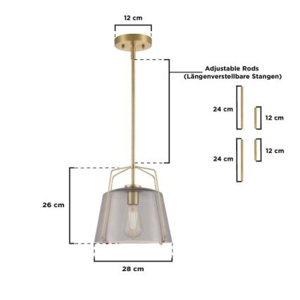 Westinghouse 61251 - Luster na šipci HALLEIN 1xE27/60W/230V
