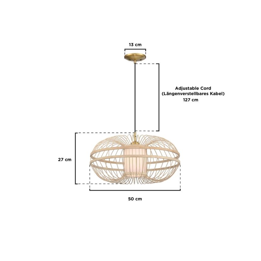 Westinghouse 61255 - Luster na sajli TULCEA 1xE27/60W/230V bambus