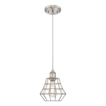 Westinghouse 6337240 - Luster na sajli NATHAN 1xE27/60W/230V, prečnik 19 cm, srebran