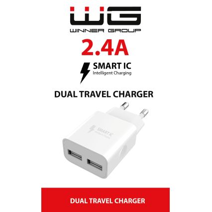 Winner Group - Adapter za punjenje 2x USB-A 12W, beli