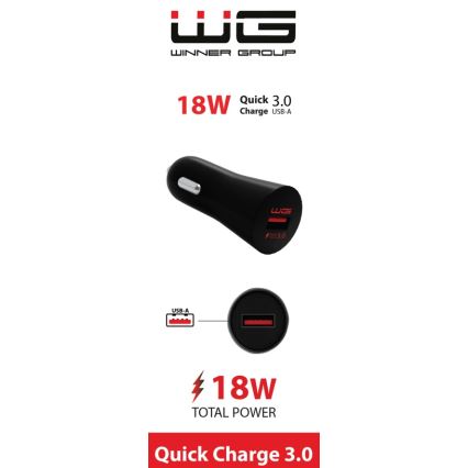 Winner Group - Auto punjač 1x USB-A Power Delivery 18W, crni