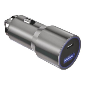 Winner Group - Auto punjač 1x USB-C + 1x USB-A sa Power Delivery 58,5 W, srebran