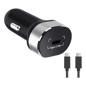 Winner Group - Auto punjač 1x USB-C Power Delivery 20W + USB kabl USB-C / USB-C 1 m crna