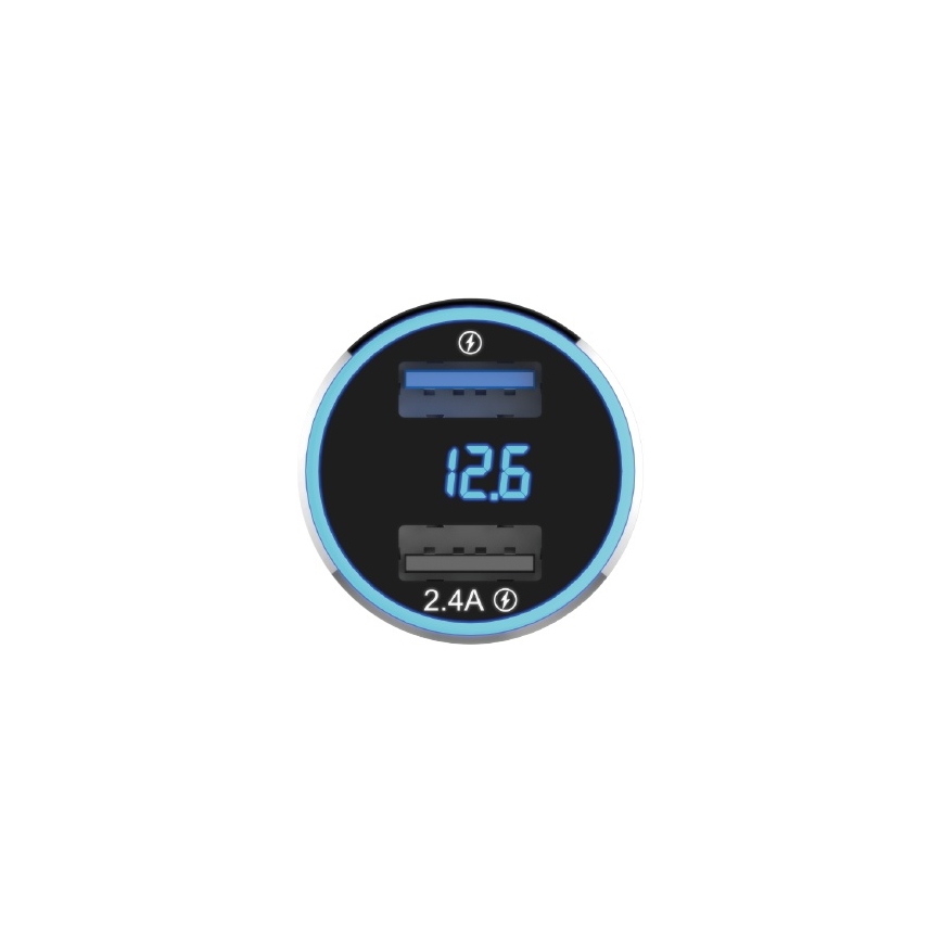 Winner Group - Auto punjač sa displejem 2xUSB-A Power Delivery 30W crn