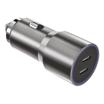 Winner Group - Autopunjač 2x USB-C Power Delivery 60W, srebrni