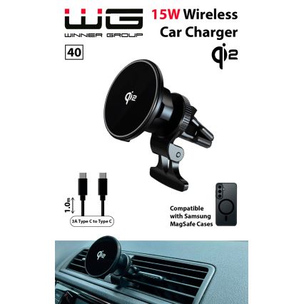 Winner Group - Bežični punjač i držač za auto 15W Qi2 MagSafe