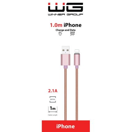 Winner Group - Lightning na USB-A kabl, 1 m, ružičasta