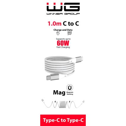 Winner Group - Magnetni USB-C na USB-C kabl 60W 1m bela