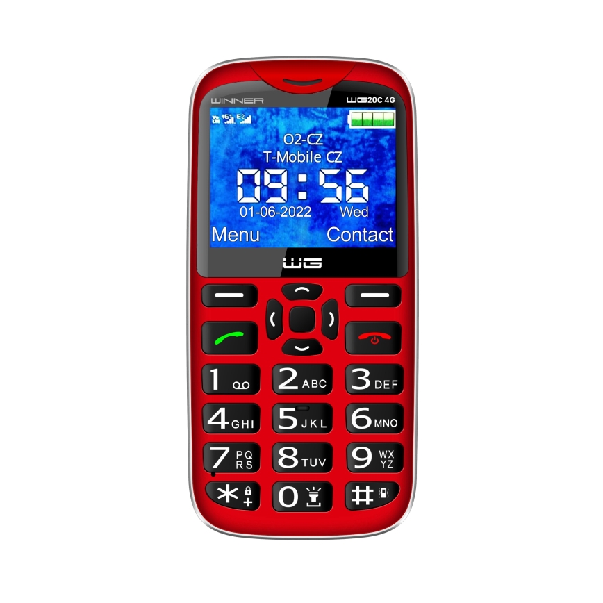 Winner Group - Mobilni telefon za seniore, 1600 mAh, crveni