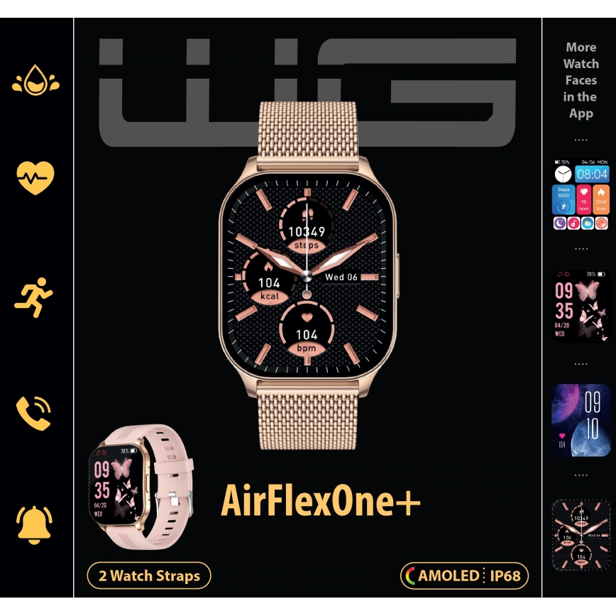 Winner Group - Pametni sat AirFlexOne+ 300 mAh IP68 zlatni