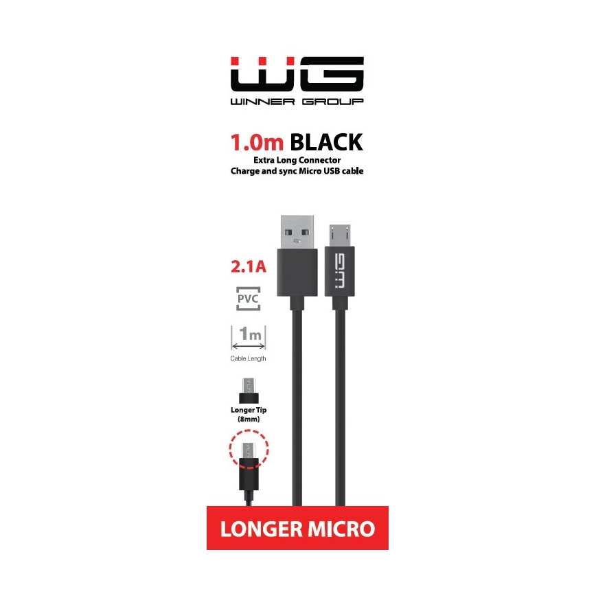 Winner Group - produžni USB kabl Micro USB / USB-A 1m crna