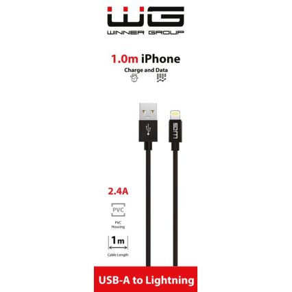 Winner Group - USB kabl Lightning / USB-A 1 m crna