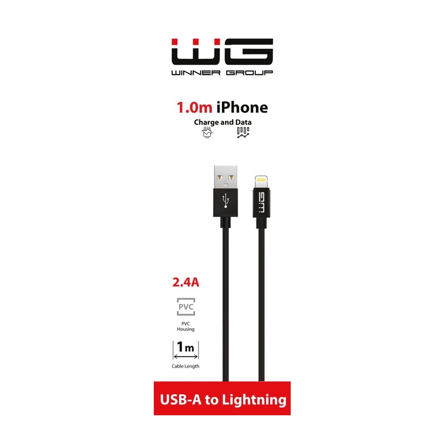 Winner Group - USB kabl Lightning / USB-A 1 m crna