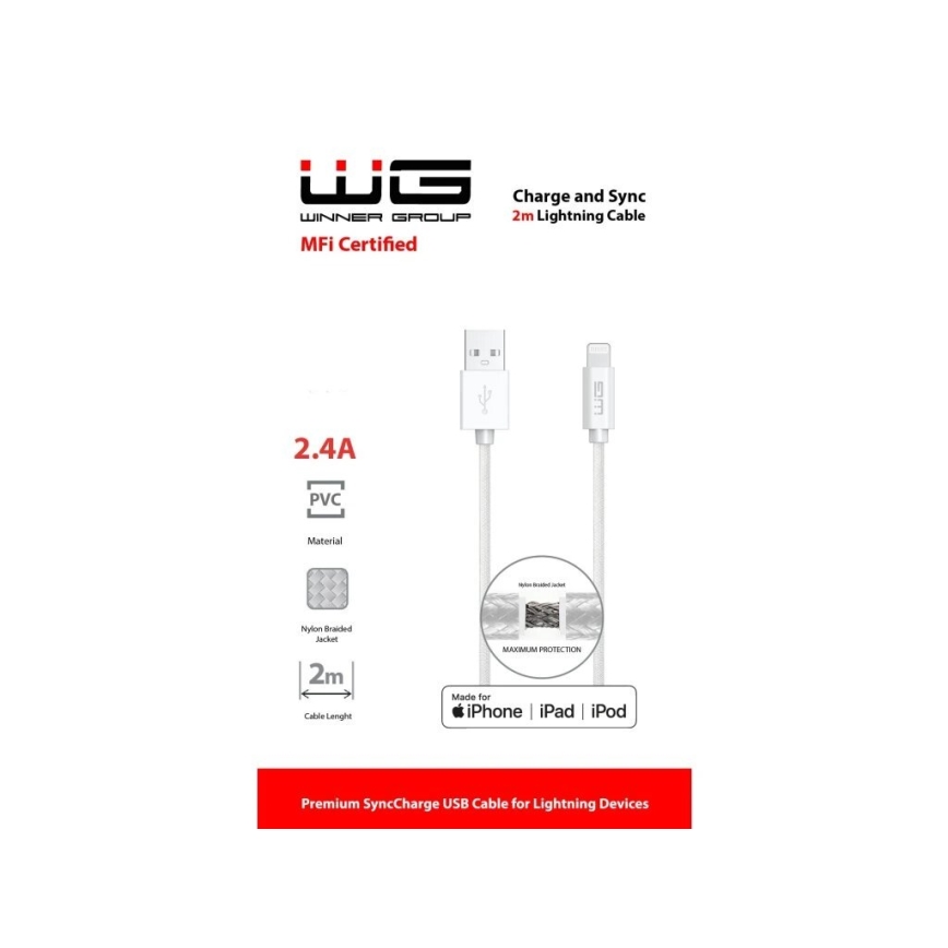 Winner Group - USB kabl MFi Lightning / USB-A, 2 m, beo
