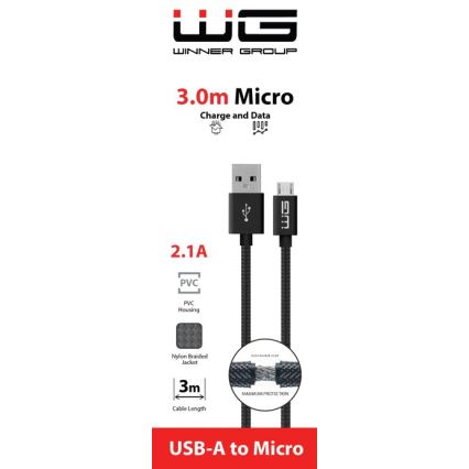 Winner Group - USB kabl Micro USB / USB-A, 3 m, crne boje